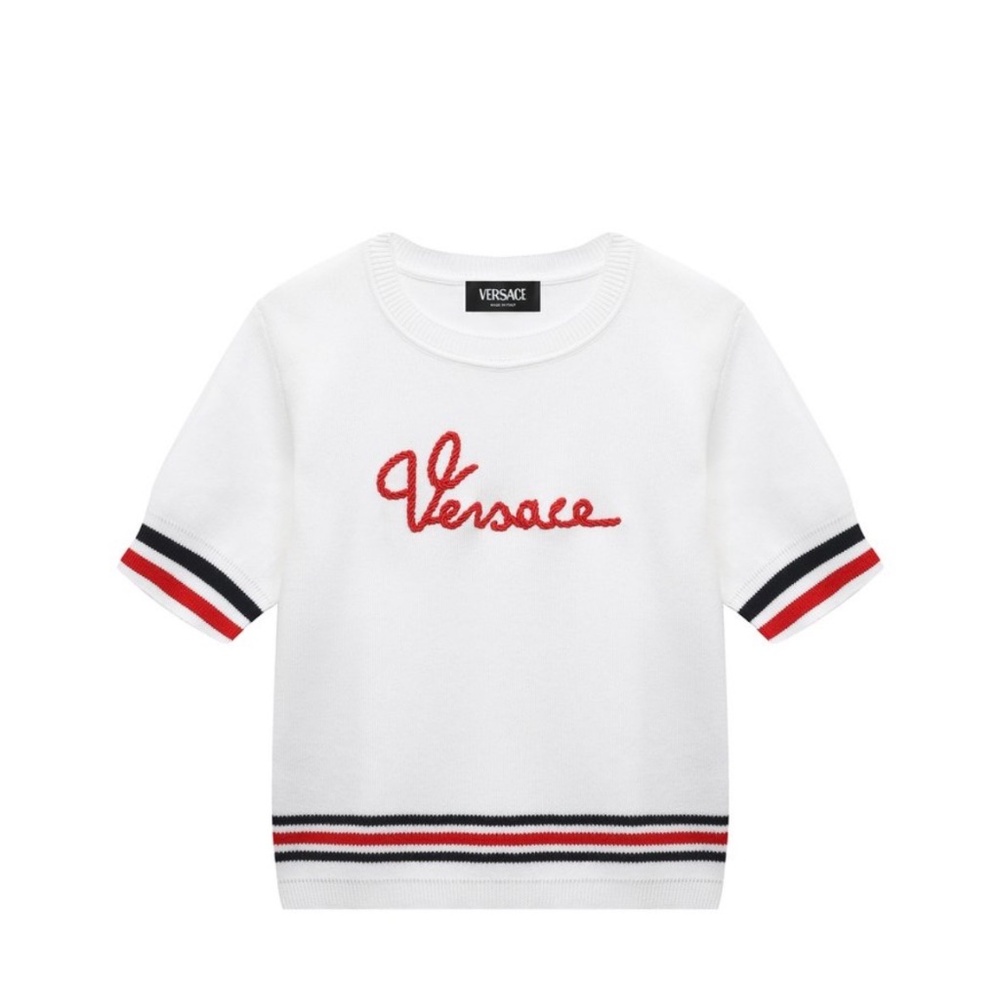 Girls Versace knit sweater and shorts